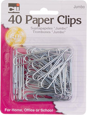 Paper Clips, Jumbo Gem, Nickel Plated, Silver, 40-Pack 80550 