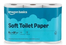 Basics 2-Ply Toilet Paper 6 Rolls = 24 Regular Rolls, 350 Sheets, (1 Pack of 6)