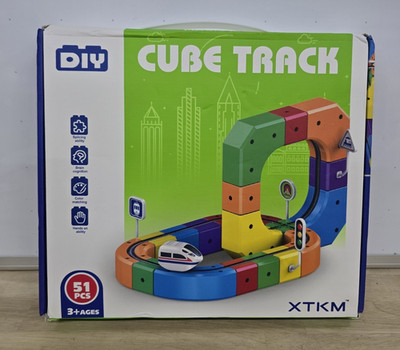 DIY Cube Track - 51 Pieces - Electric Train Track Set, Building Toy Train Track