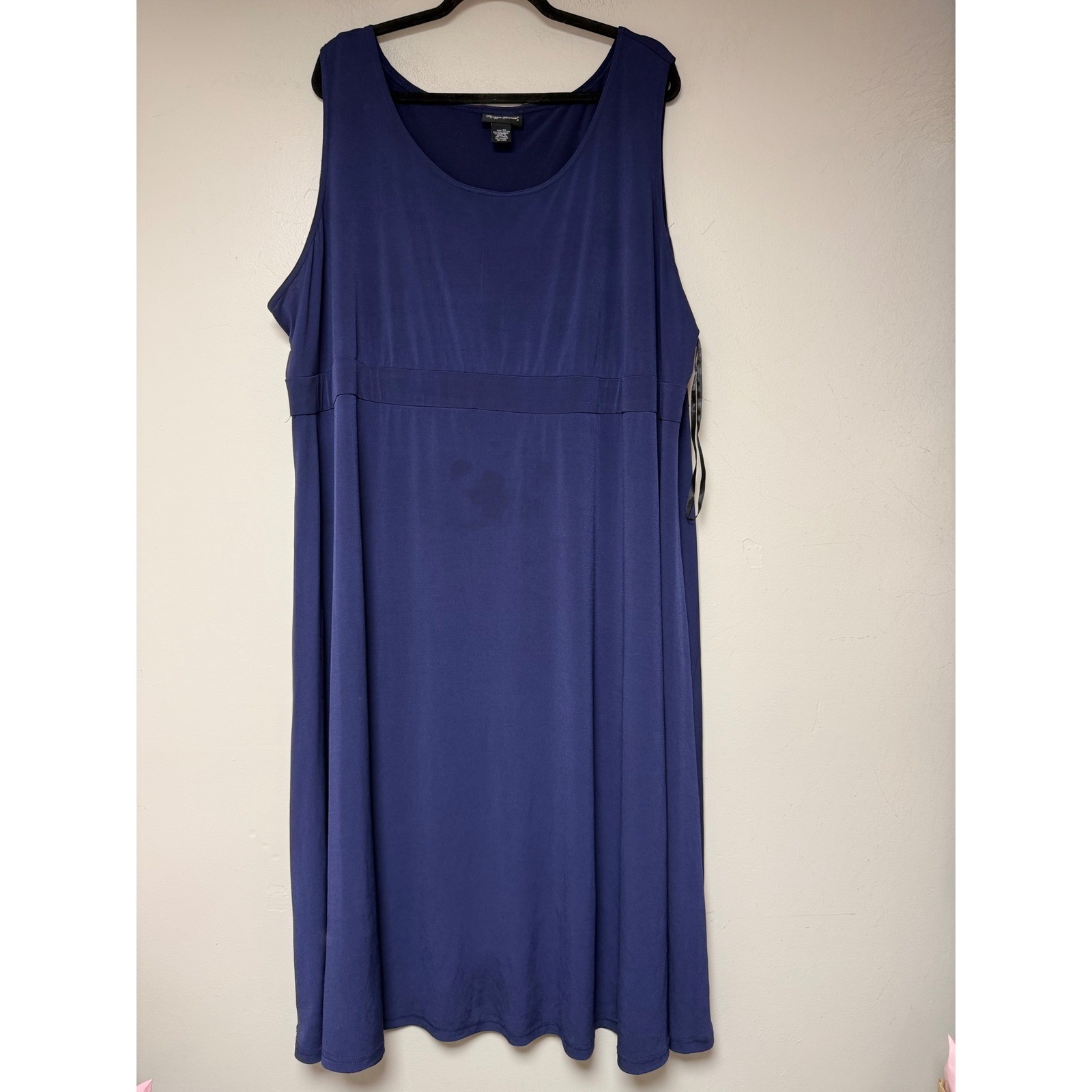 Maggie Barnes Dress Womens 3X Navy Blue Good Sleeveless Empire Waist Midi 8498