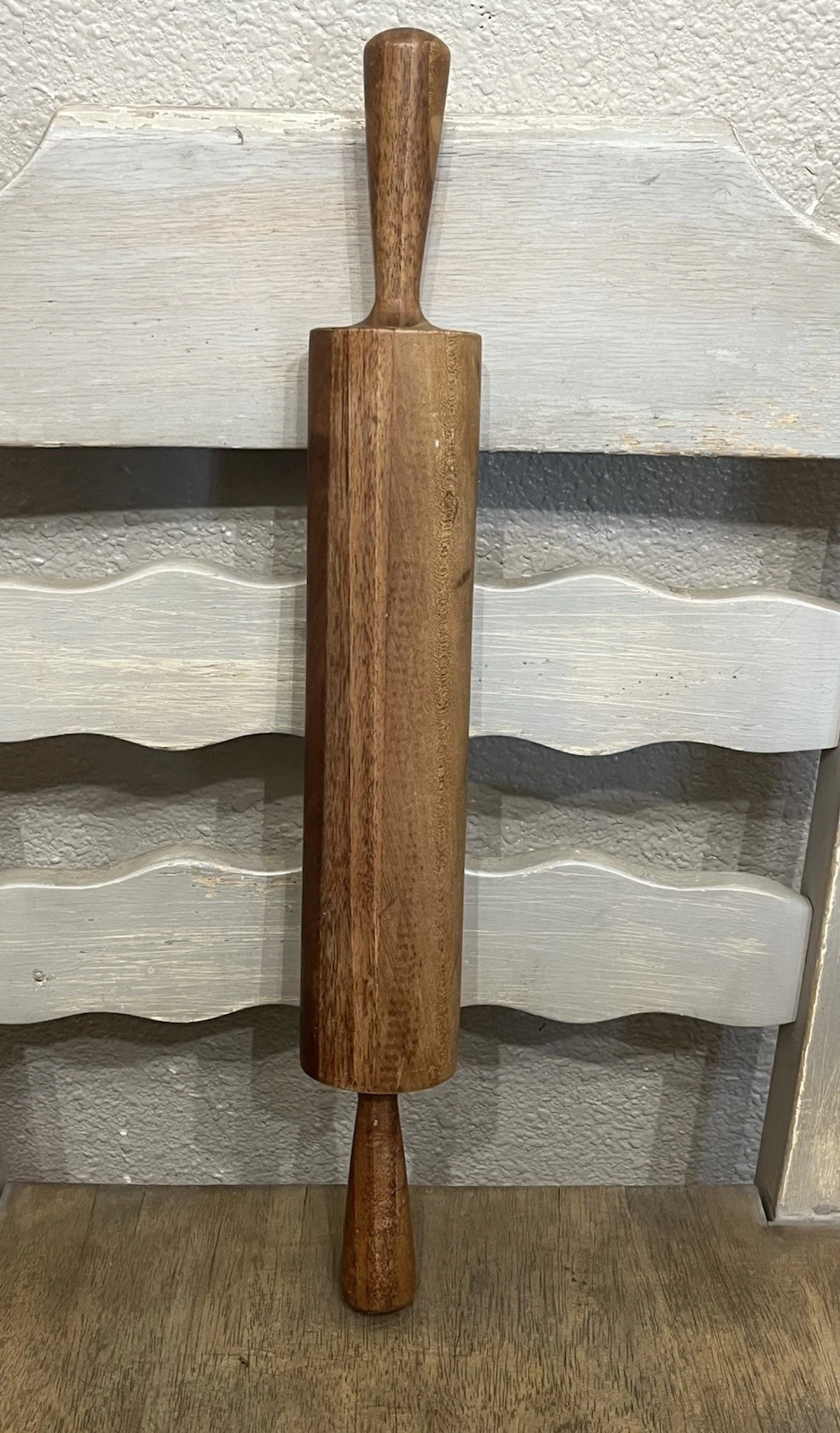 Rolling Pin Hand Turned Wooden Vintage Baking Kitchen Wood Grain Smooth Solid