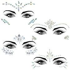 4 Sets Face Gems for Women, Self-Adhesive Glitter Freckles Face Jewels Temporary