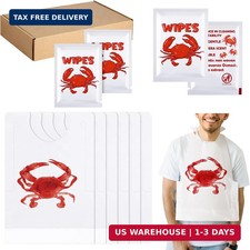 Wesiti 100 Pcs Lobster Crab Bib Wet Wipe Set 50 Crawfish Bib Disposable Adult 50