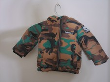 Timberland Boys Puffer Jacket Size 12M Camo Hooded Winter Coat Full Zip