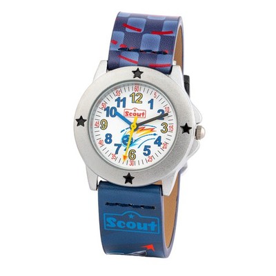 Scout KinderUhr analog Serie Star Kids wasserdicht 5bar blau Weltraum Raumschiff