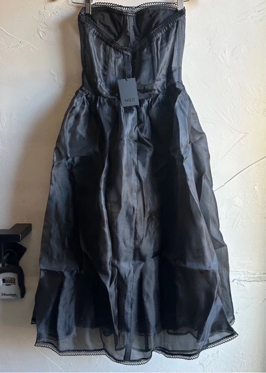 NWT Revolve NBD Imagine Dress in Black/ Corset Bodice and Sheer Sz XS Whimsigoth - Image 4 of 4
