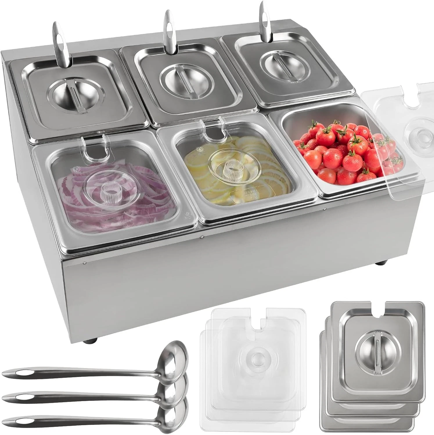 6 Pans Spice Rack Shelf 2 Row Stainless Steel Organizer