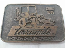 Terramite Construction Equipment Brass? Belt Buckle Good Preowned Condition