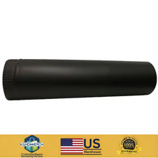 6 in x 24 in Black Stove Pipe Single Wall Steel Wood Stove Vent 24 Gauge