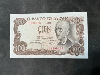 Spain 1970 100 Pesetas Crisp UNC Banknote. N4399