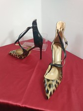 Women's  SZ 12 Buckle Stiletto Leopard High Heel Sandals Pointed Toe Party Shoes