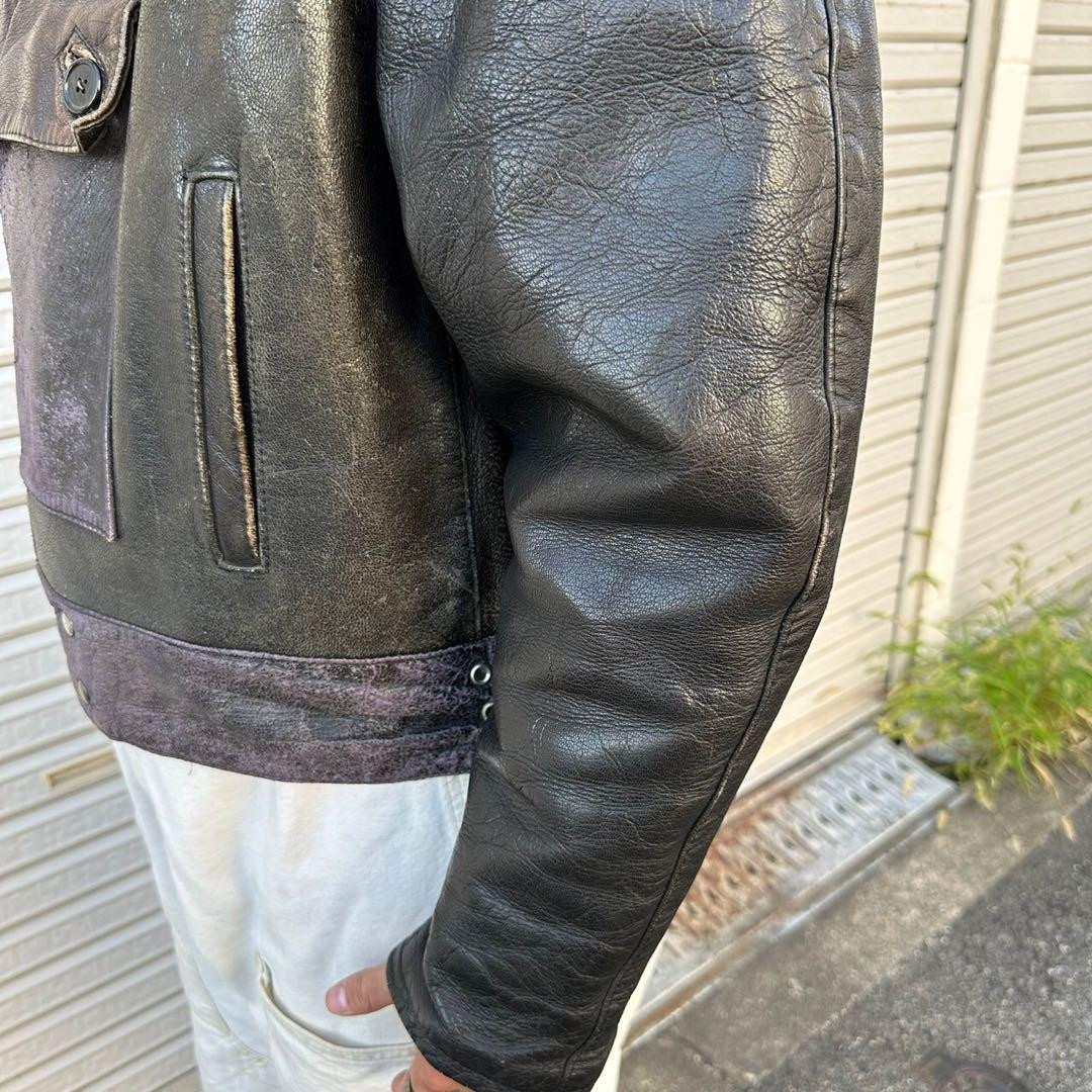 Swedish Army 40s Vintage Motorcycle Double Rider Leather