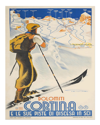 Dolomiti Cortina Ski Poster Wandbild - 12X16/16X20/18X24/24X36