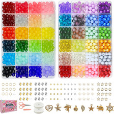 1500 Pcs 8Mm Glass Beads Bracelet Making Kit, 48 Colors Crystal Beads for Jewelr