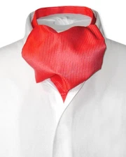 Antonio Ricci ASCOT Solid RED Ribbed Pattern Color Cravat Mens Neck Tie