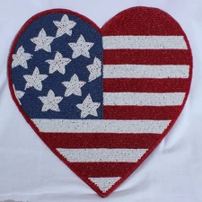 4X Storehouse Beaded Heart American Flag Placemat Set Americana Patriotic USA