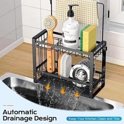 2-stufiger Küchenspüle Caddy ordentlicher Schwamm & Bürstenhalter Abwaschen Organizer Gestell