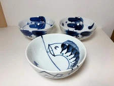 Limited edition 70s antique Masatomi Sakae design Japanese tableware set of 3 te