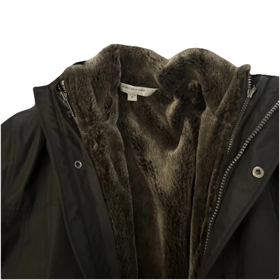 Marc New York Andrew Marc Men’s Fur Lined Black Zip Up Jacket Size M - Image 2 of 4