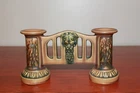Roseville Pottery Florentine I Double Vase Classical Face Motif 1924–26