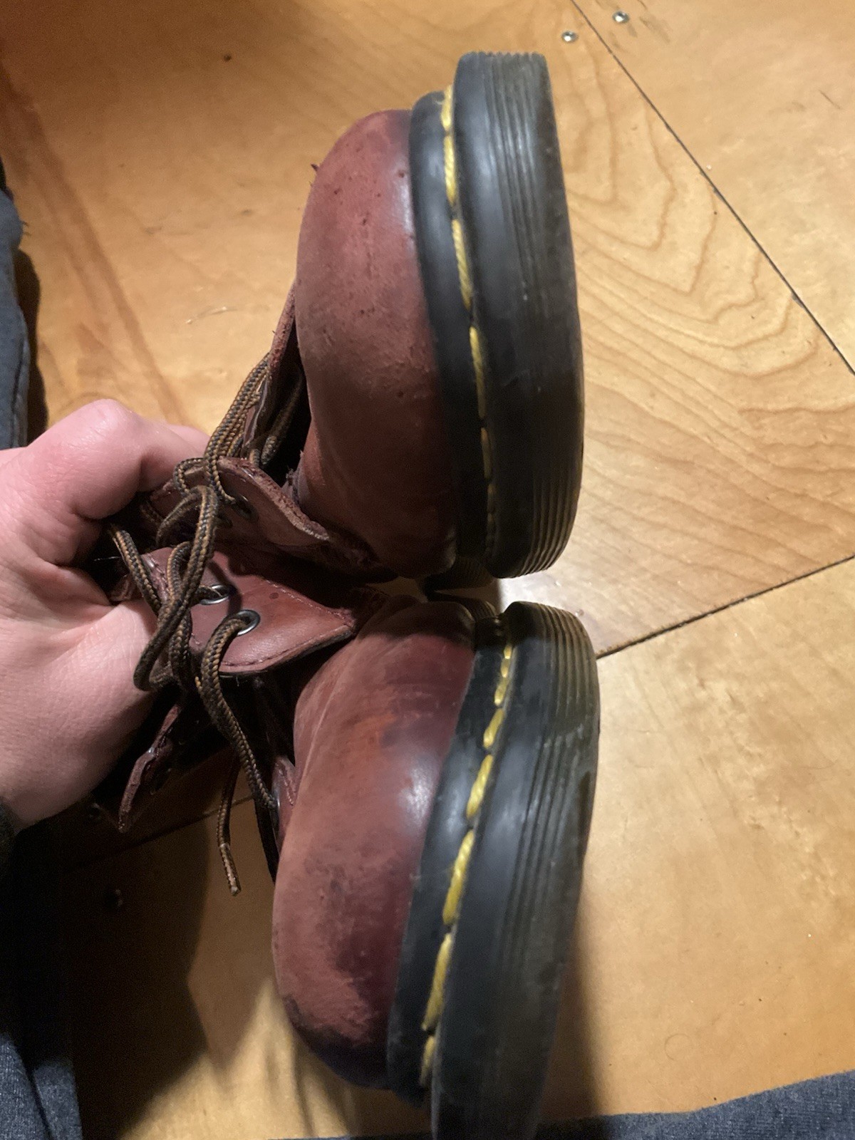 Doc Martens burgundy leather Air Wair Bouncing Soles Boots 11" please read thumbnail 6