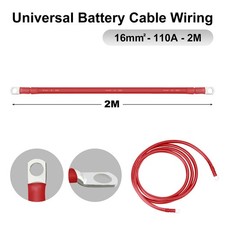 Longitud 2 metros 16 mm² cable de batería 5 AWG M8 anillo zapatas de cable DE