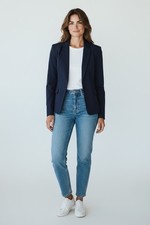 Merona Women  s Size 6 Long Sleeve Navy Blue 2 Front Buttons Blazer