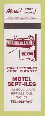 Matchbook Cover - Motel Sept Iles QC