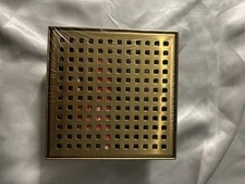 6 in. x 6 in. Brushed Gold Square Shower Drain with Square Pattern Drain Cover