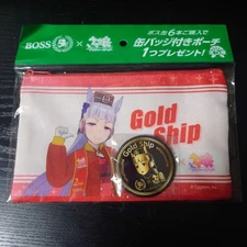 Uma Musume Pretty Derby Gold Ship x BOSS Coffee  collaboration Badge & Pouch