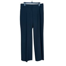 Tahari ASL Size 10 Womens Zip Front Black Dress Pants Pockets Business Wide Leg