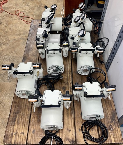WELCH 2522B-01 115VAC 3.9A 60HZ DRY VACUUM PUMP W/ GAUGES AND POWER CORDS - Picture 1 of 7