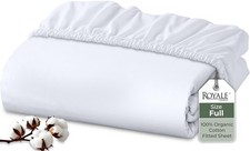 100 Organic Cotton Fitted Sheet - Percale Weave - Super Soft Deep Pocket Bot...