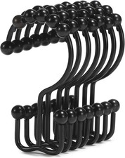 Shower Curtain Hooks, Shower Curtain Rings, Stainless Steel Black Shower
