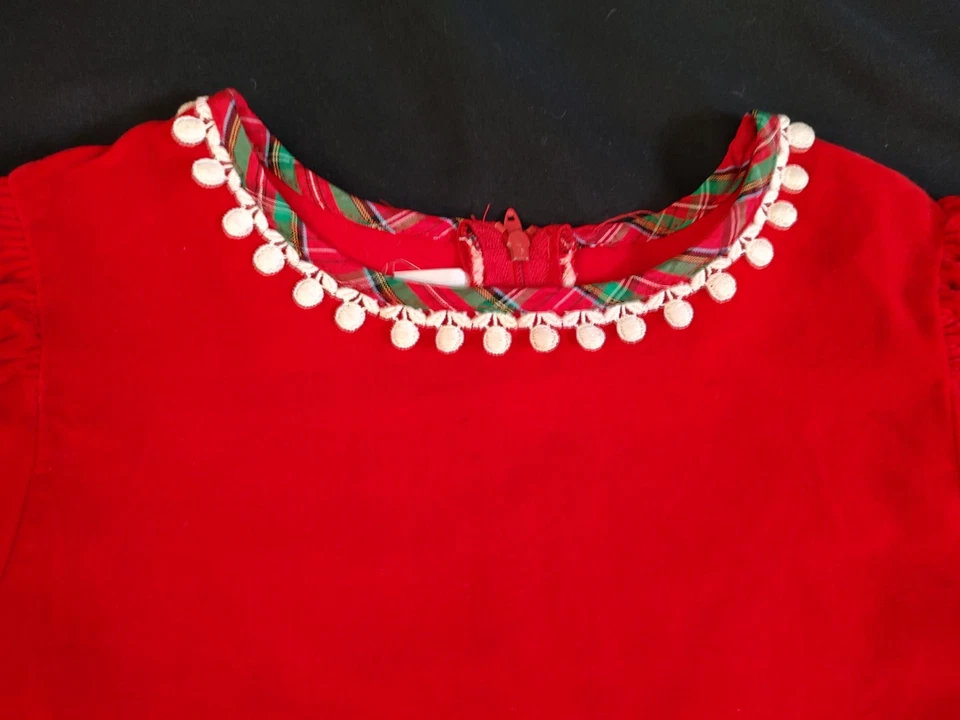 90's Vintage Dress Bonnie Jean Christmas Party Dress Drop Waist Puff Sleeve 6X - Image 2 of 4