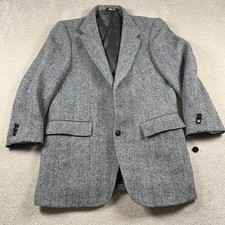 Harris Tweed Blazer Vintage Wool 2 Button Herringbone Gray Men's No Size Tag
