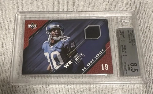 Jerry Rice 2005 Upper Deck Game Jerseys. BGS 8.5 (10,9,9,8). Seahawks. Broncos.