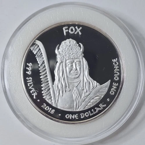 2018 1oz .999 Silver Proof Native American Jamul Fox Iowa Rabbit In a Capsule