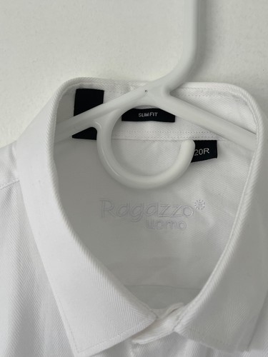 RAGAZZO UOMO Slim Fit White Long Sleeve Dress Shirt Size 20R - M USA - Picture 4 of 6