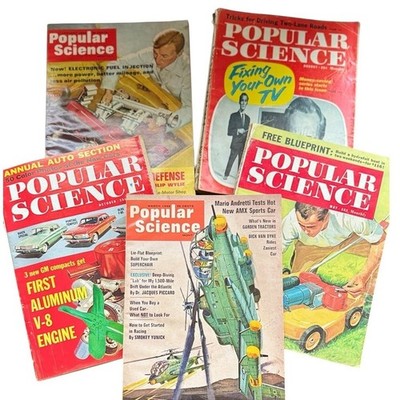 Vintage Popular Science Magazine Lot of 5 1960s Automotive Tech DIY Retro Tech