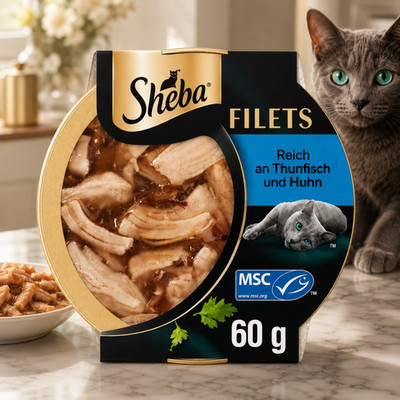 SHEBA Filets Adult Katzenfutter in Sauce Mit Huhn Und Thunfisch 16 X 60G Neu