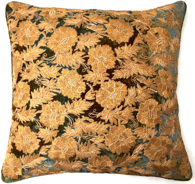 Anke Drechsel Cushion AROMA Shaded Lake Silk Velvet Embroidery Kissen Beige Gold