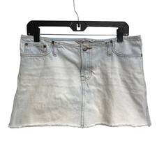 Y2K Abercrombie Fitch Low Rise Denim Micro Mini Skirt Light Wash Raw Hem 8
