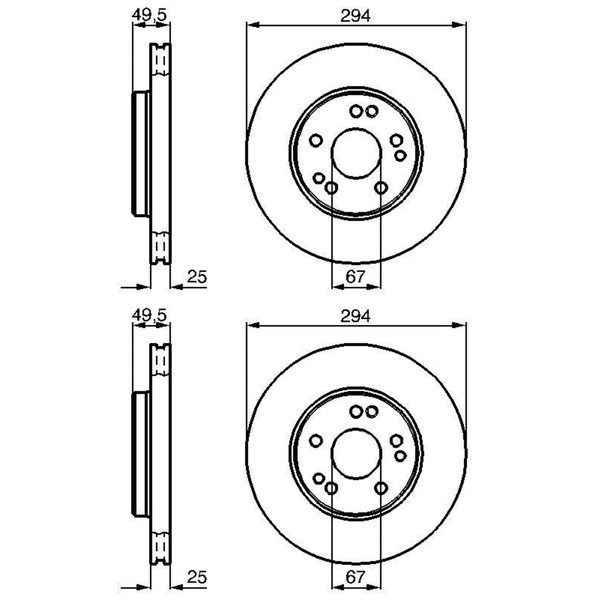 2X Bosch Bremsscheiben Ø294Mm Vorne Passend FÜR MERCEDES-BENZ 124 E-KLASSE-image