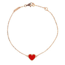 Van Cleef Arpels Sweet Alhambra 18k Rose Gold Carnelian Heart Bracelet