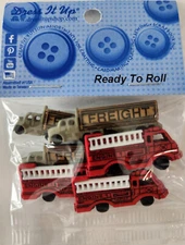 Dress It Up Ready To Roll Buttons & Embellishment - Fire & Freight Truck  - 112