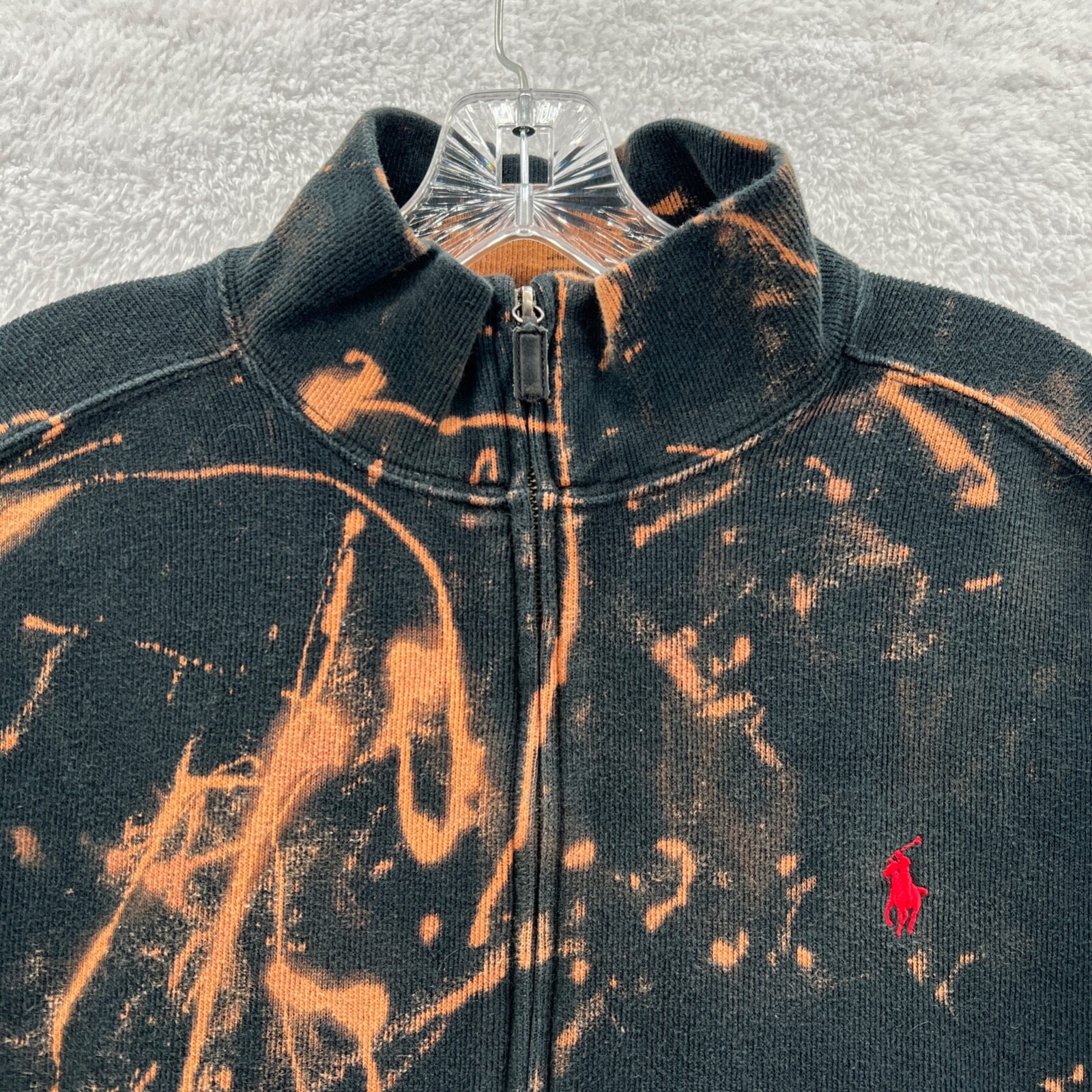 Polo Ralph Lauren Giacca Grande Da Uomo Cerniera Piena Nero Colorata Rosso Pony Top Cotone