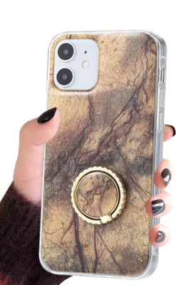 Reaky für iPhone 12 Hülle mit Ring Marmor iPhone Hülle, stoßfest
