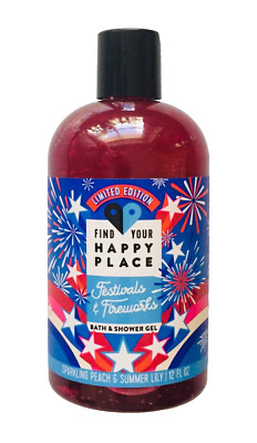 Find Your Happy Place(Festivals&Fireworks)Bath&Shower Gel/Peach&Summer Lily/12oz