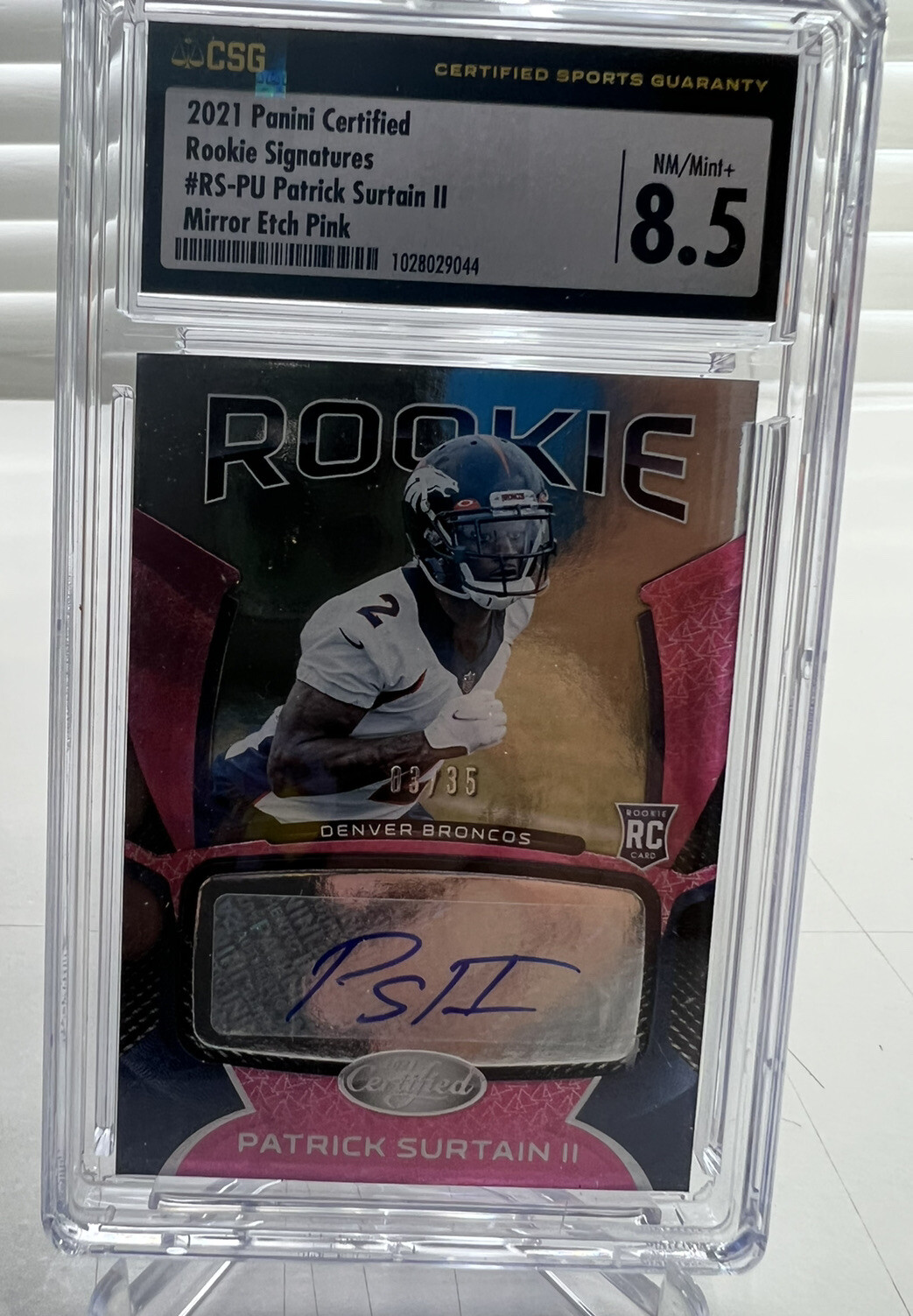 Patrick Surtain II Panini Certified Rookie Signatures #RSPU Mirror Purple Etch